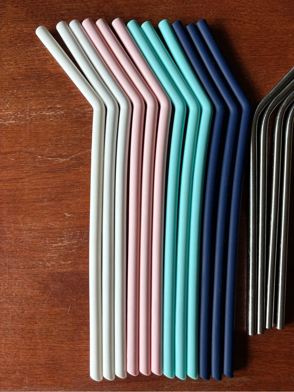 2/$20 Reusable Straws: Silicone and Stainless Steel w Straw Cleaning Brush